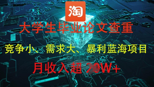 大学生毕业论文查重，暴利蓝海项目，月收入过1W+-资源宝库