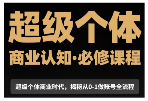 超级个体商业认知觉醒视频课，商业认知·必修课程揭秘从0-1账号全流程-资源宝库
