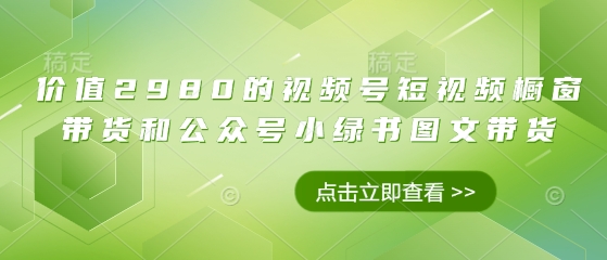 价值2980的视频号短视频橱窗带货和公众号小绿书图文带货-资源宝库