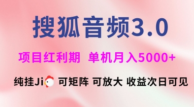 搜狐音频挂ji3.0.可矩阵可放大,独家技术,稳定月入5000+【揭秘】-资源宝库