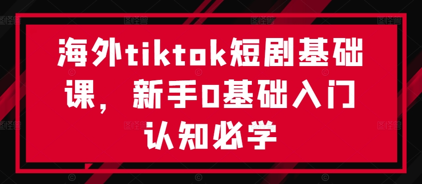 海外tiktok短剧基础课，新手0基础入门认知必学-资源宝库