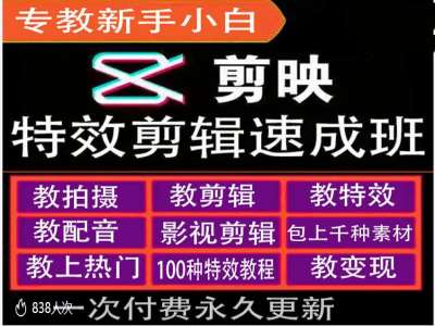 剪映特效教程和运营变现教程，特效剪辑速成班，专教新手小白-资源宝库