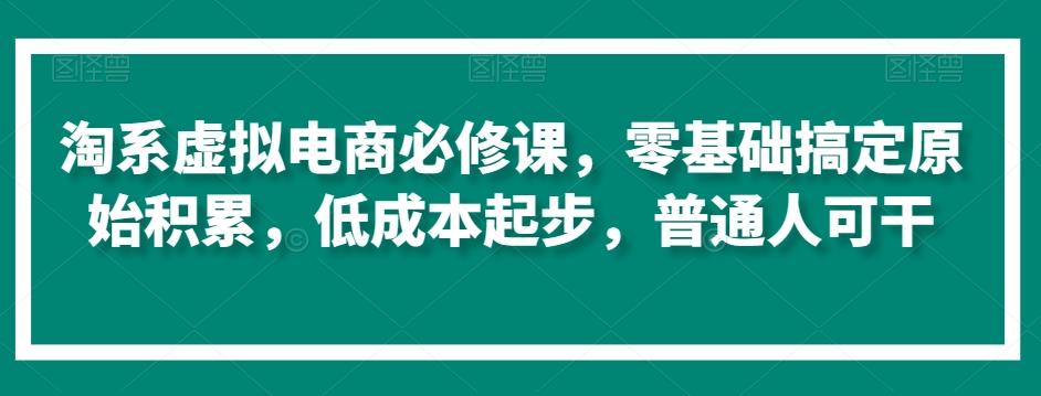 淘系虚拟电商必修课，零基础搞定原始积累，低成本起步，普通人可干-资源宝库