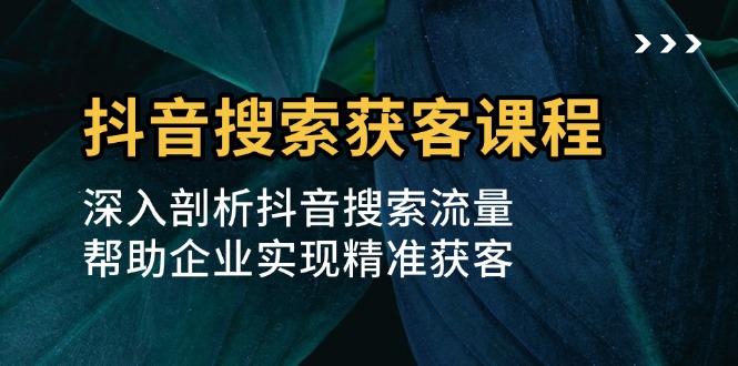 抖音搜索获客课程：深入剖析抖音搜索流量，帮助企业实现精准获客-资源宝库