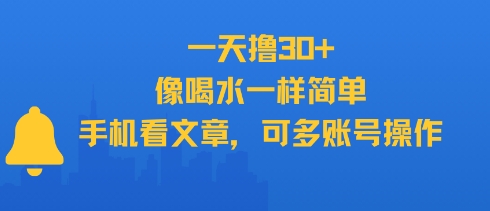 一天撸30+，像喝水一样简单，手机看文章，可多账号操作-资源宝库