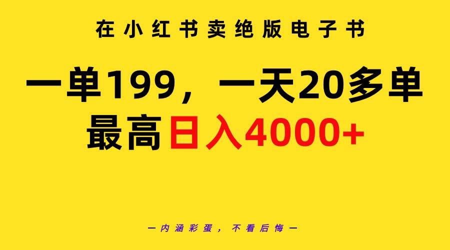 (9401期)在小红书卖绝版电子书，一单199 一天最多搞20多单，最高日入4000+教程+资料-资源宝库