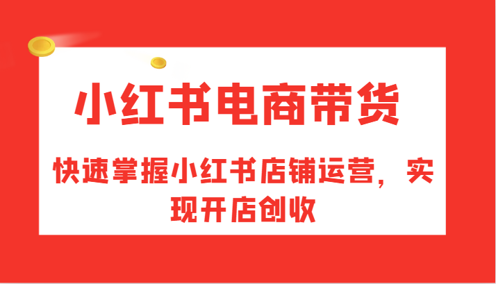 小红书电商带货，快速掌握小红书店铺运营，实现开店创收-资源宝库