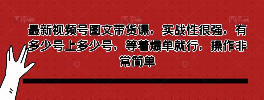 最新视频号图文带货课，实战性很强，有多少号上多少号，等着爆单就行，操作非常简单-资源宝库
