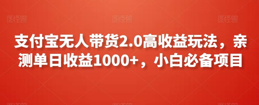 支付宝无人带货2.0高收益玩法，亲测单日收益1000+，小白必备项目【揭秘】-资源宝库