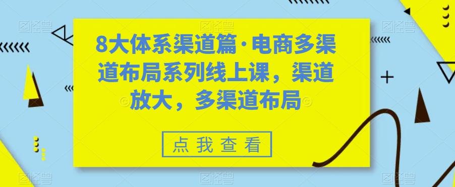 8大体系渠道篇·电商多渠道布局系列线上课，渠道放大，多渠道布局-资源宝库