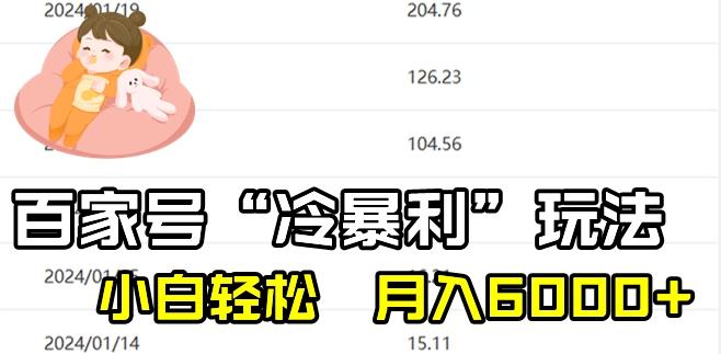 最新百家号野路子玩法，不禁言，不封号，小白轻松上手，每天三分钟，一周起号，月入6000+！-资源宝库