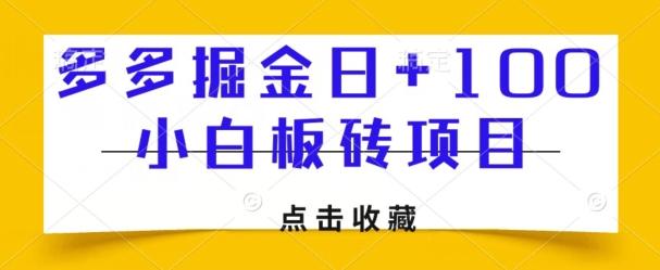 多多掘金日+100，小白板砖项目-资源宝库
