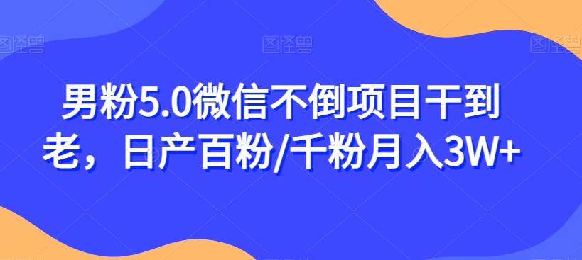 男粉5.0微信不倒项目干到老，日产百粉/千粉月入3W+【揭秘】-资源宝库