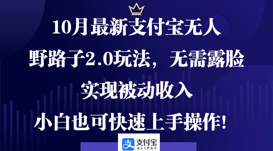 10月最新支付宝无人野路子2.0玩法，无需露脸，实现被动收入，小白也可...-资源宝库