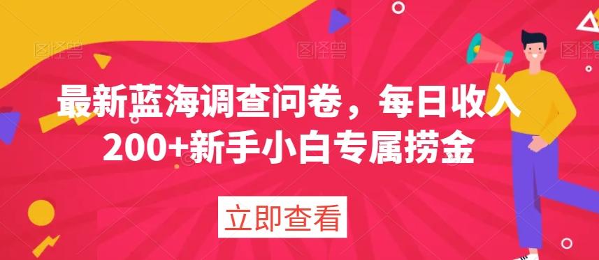 最新蓝海调查问卷，每日收入200+新手小白专属捞金-资源宝库