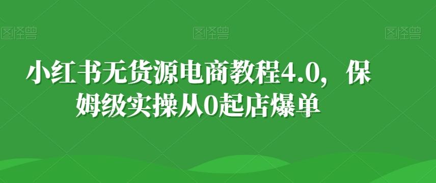 小红书无货源电商教程4.0，保姆级实操从0起店爆单【拆解】-资源宝库
