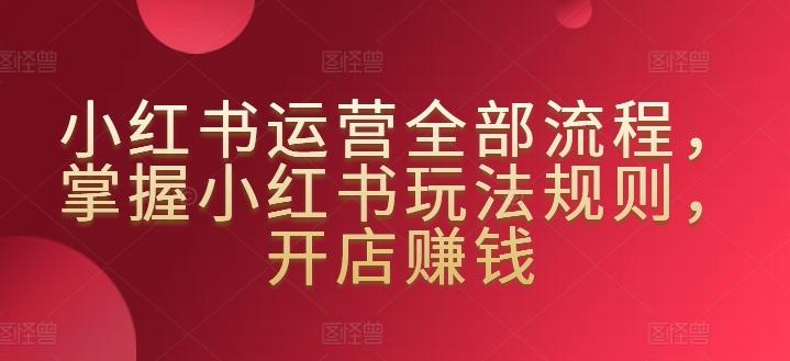 小红书运营全部流程，掌握小红书玩法规则，开店赚钱-资源宝库