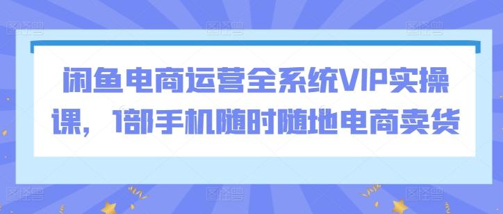 闲鱼电商运营全系统VIP实操课，1部手机随时随地电商卖货-资源宝库