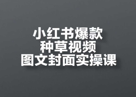 小红书爆款种草视频图文封面实操课,开店、选品、引流、变现全流程-资源宝库