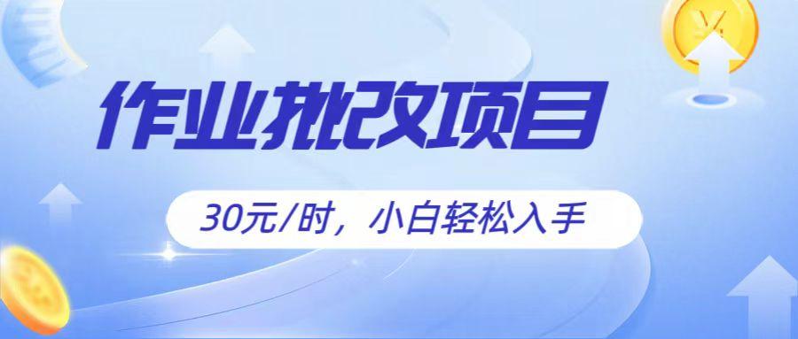 作业批改项目30元/时，简单小白轻松入手，非常适合兼职-资源宝库