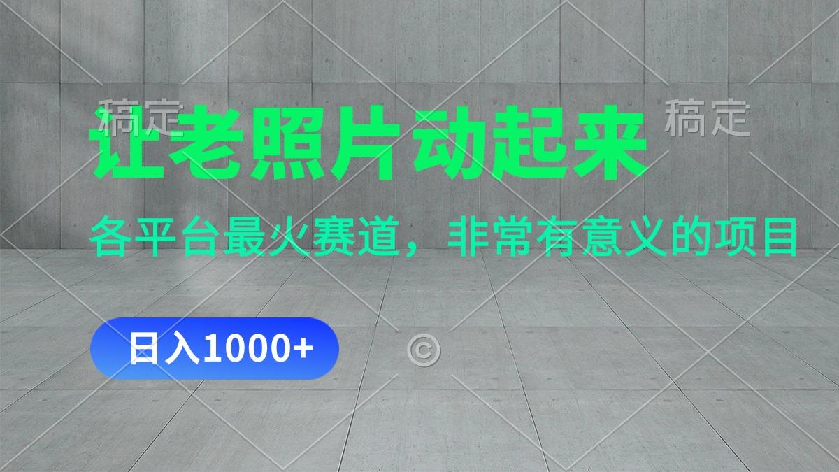 让老照片动起来，一天变现1000+，各平台最火赛道，看完就会-资源宝库