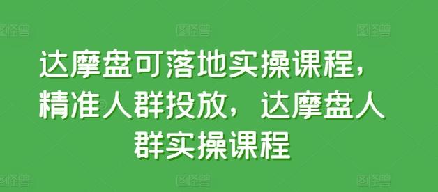 达摩盘可落地实操课程，精准人群投放，达摩盘人群实操课程-资源宝库
