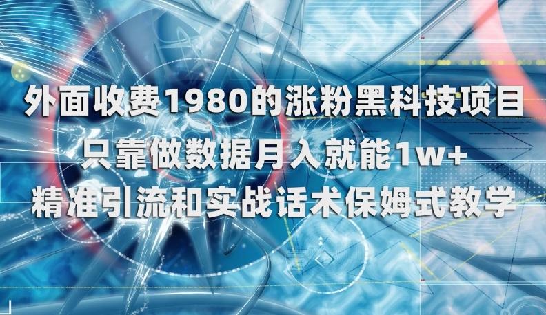 外面收费1980的涨粉黑科技项目，只靠做数据月入就能1w+【揭秘】-资源宝库