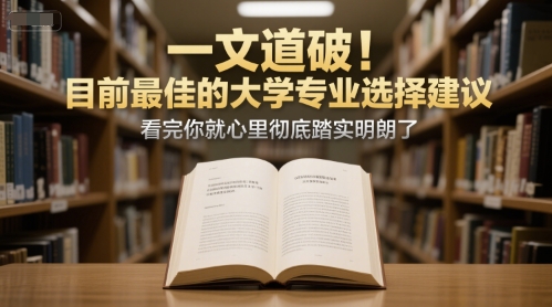 付费文章：一文道破！目前最佳的大学专业选择建议，看完你就心里彻底踏实明朗了-资源宝库