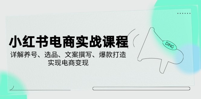 小红书电商实战课程,详解养号、选品、文案撰写、爆款打造,实现电商变现-资源宝库