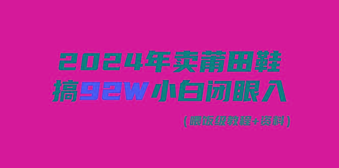 (9329期)2024年卖莆田鞋，搞了92W，小白闭眼操作！-资源宝库