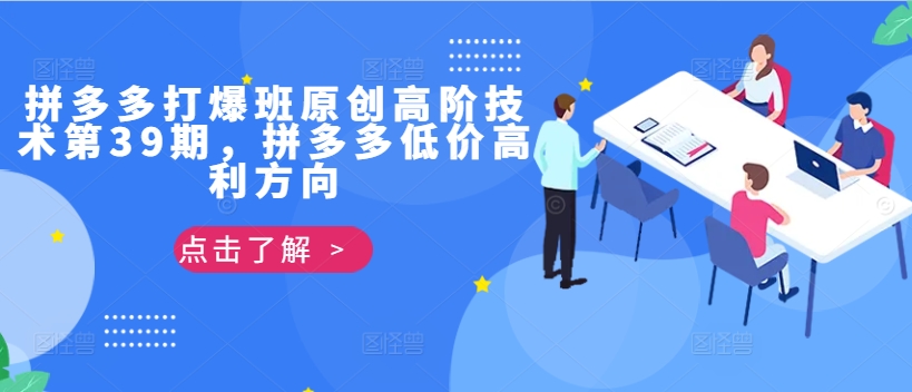 拼多多打爆班原创高阶技术第39期，拼多多低价高利方向-资源宝库