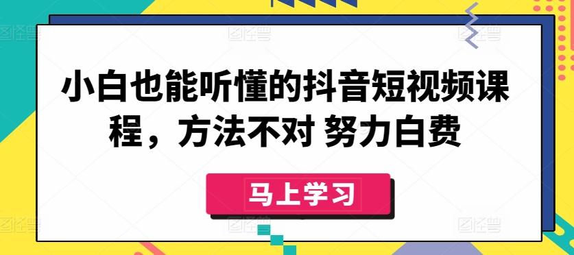 小白也能听懂的抖音短视频课程，方法不对 努力白费-资源宝库