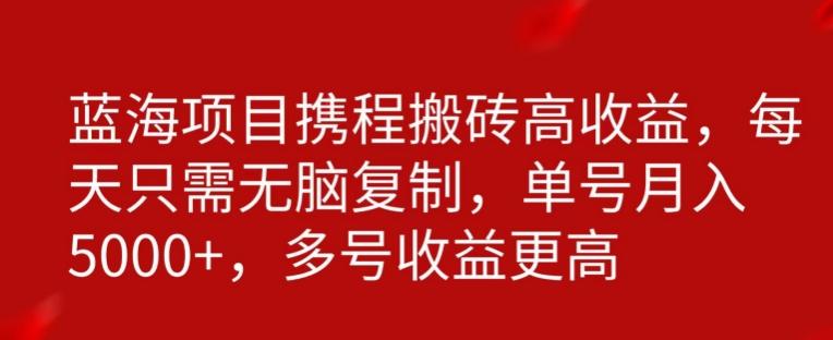 携程搬砖项目，只需每天无脑复制，月入5000+-资源宝库