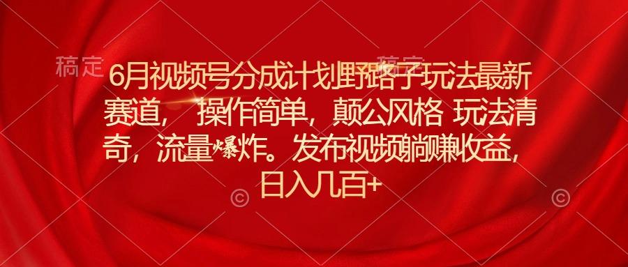 6月视频号分成计划野路子玩法最新赛道操作简单，颠公风格玩法清奇，流...-资源宝库