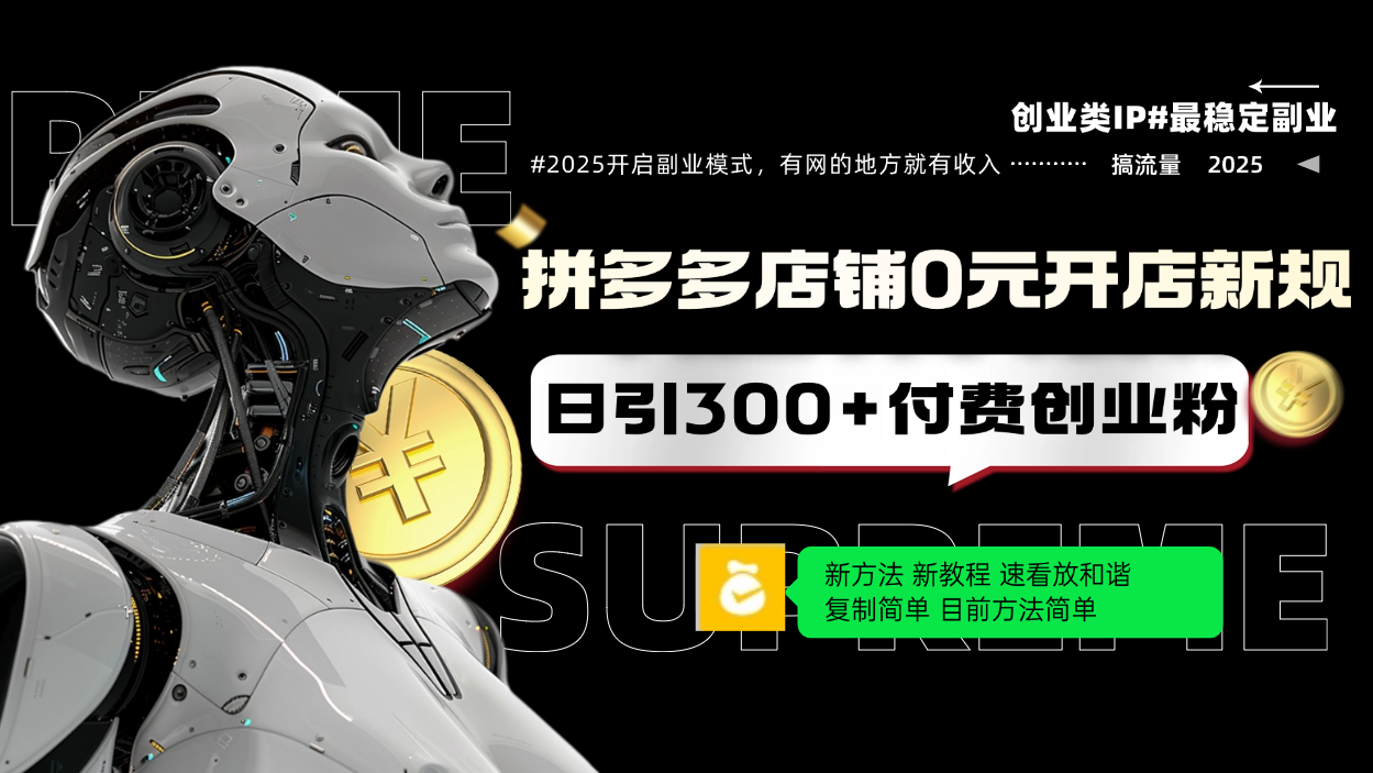 拼多多店铺0元开店新规，日引300+付费创业粉，目前方法简单复制粘贴可矩阵-资源宝库