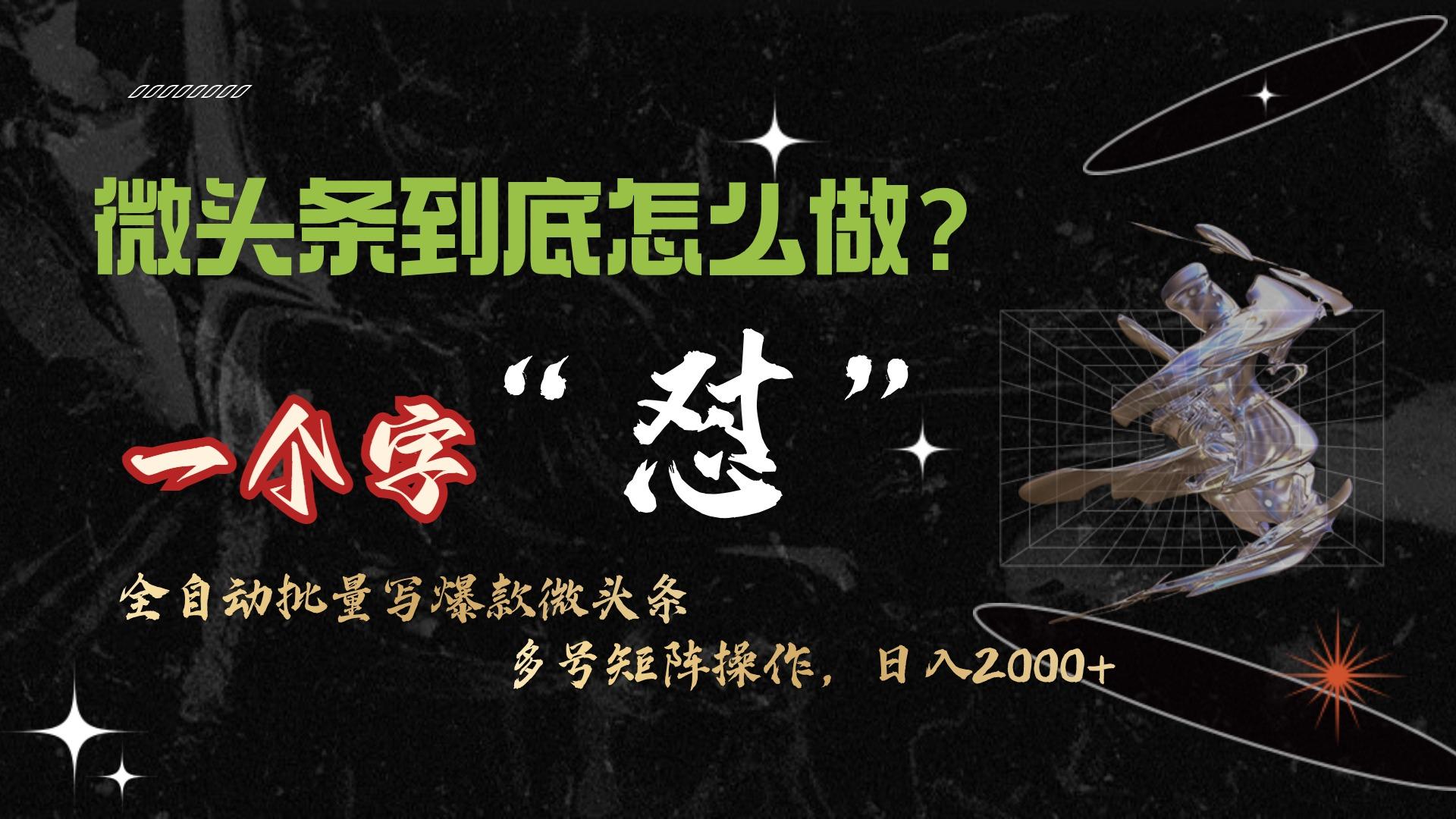 (9809期)微头条最新最强连怼操作，10分钟50条，真正解放双手，月入1w+-资源宝库