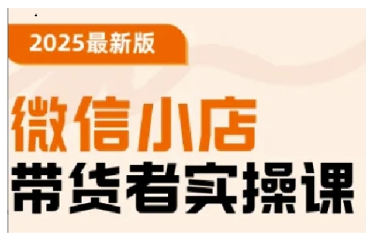 2025最新版微信小店带货者实操课，基础操作到高级运营技巧，快速上手-资源宝库