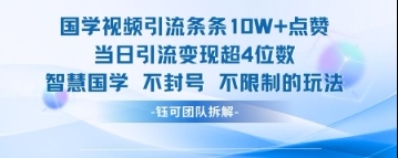 国学视频引流条条10W+点赞当日引流变现超4位数-资源宝库