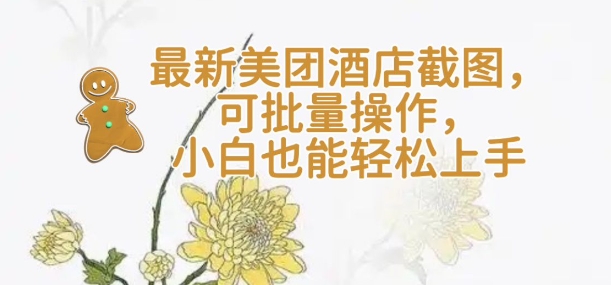 【轻云】最新美团酒店截图，可批量操作，小白也能轻松上手-资源宝库