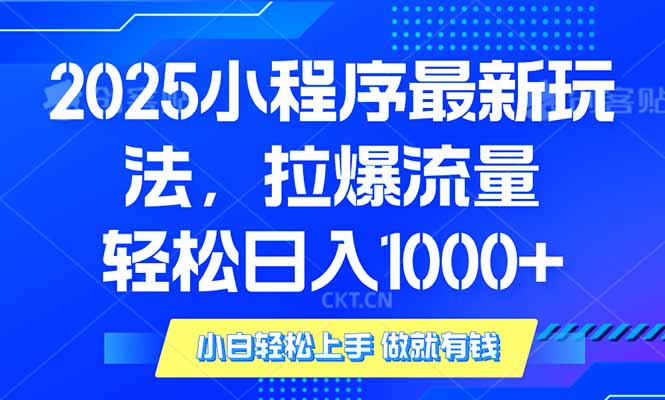 2025年小程序最新玩法，流量直接拉爆，单日稳定变现1000+-资源宝库
