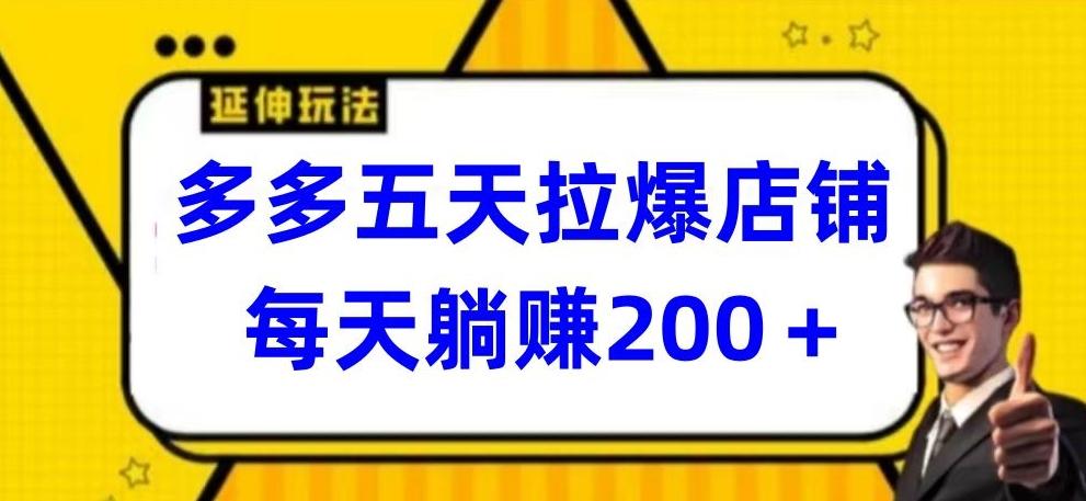 多多五天拉爆店铺，每天躺赚200+【揭秘】-资源宝库