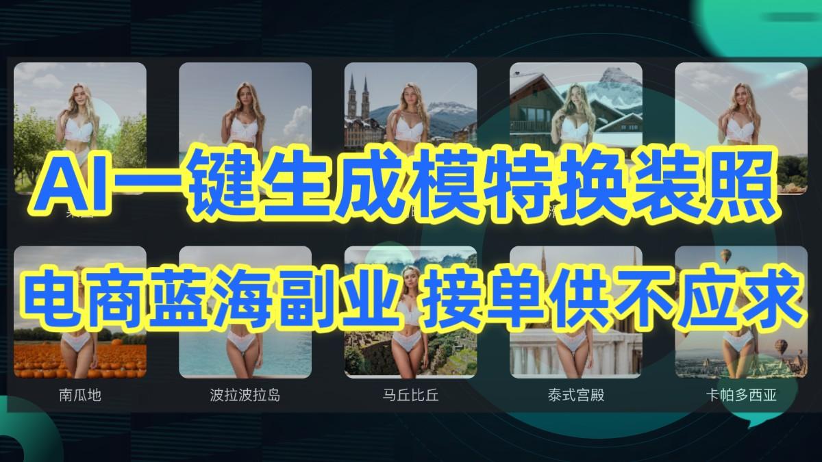 AI制作一键生成模特换装照,电商蓝海副业,接单供不应求-资源宝库