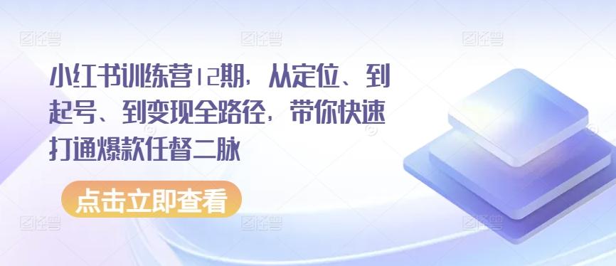 小红书训练营12期，从定位、到起号、到变现全路径，带你快速打通爆款任督二脉-资源宝库