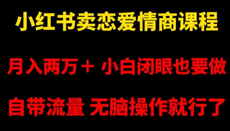 小红书卖恋爱情商课程，月入两万＋，小白闭眼也要做，自带流量，无脑操作就行了【揭秘】-资源宝库