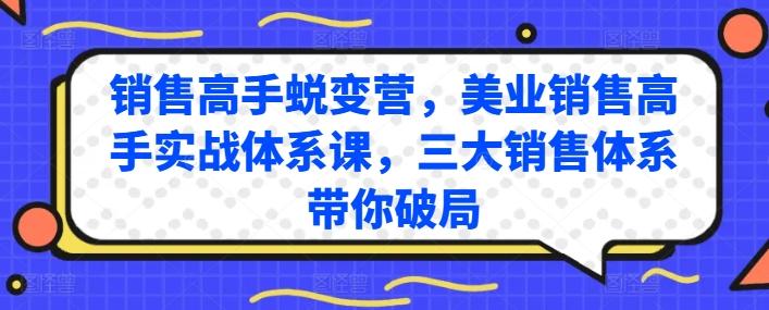 销售高手蜕变营，美业销售高手实战体系课，三大销售体系带你破局-资源宝库