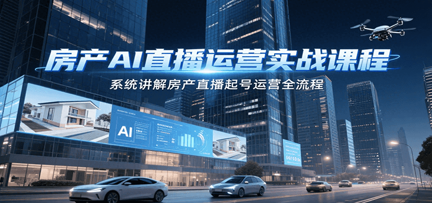 房产AI直播运营实战课程,系统讲解房产直播起号运营全流程-资源宝库