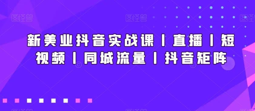 新美业抖音实战课丨直播丨短视频丨同城流量丨抖音矩阵-资源宝库