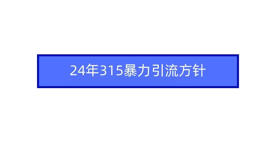 (9398期)2024年315暴力引流方针-资源宝库