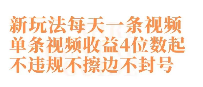 快手新玩法每天一条视频单条视频收益4位数起不违规不擦边不封号【揭秘】-资源宝库