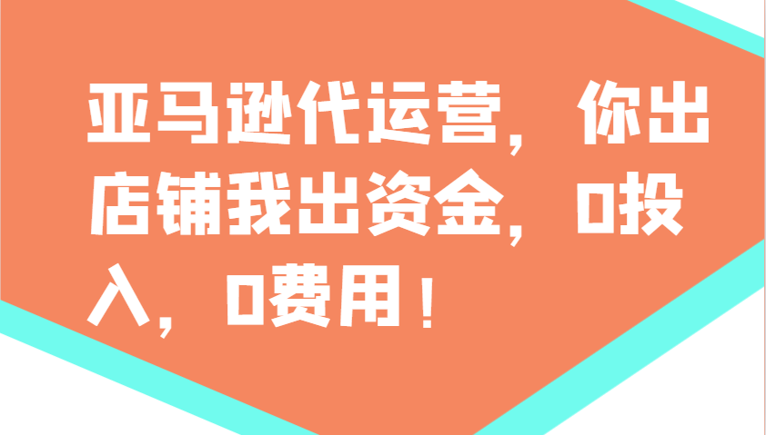 亚马逊代运营，你出店铺我出资金，0投入，0费用，无责任每天300分红，赢亏我承担-资源宝库
